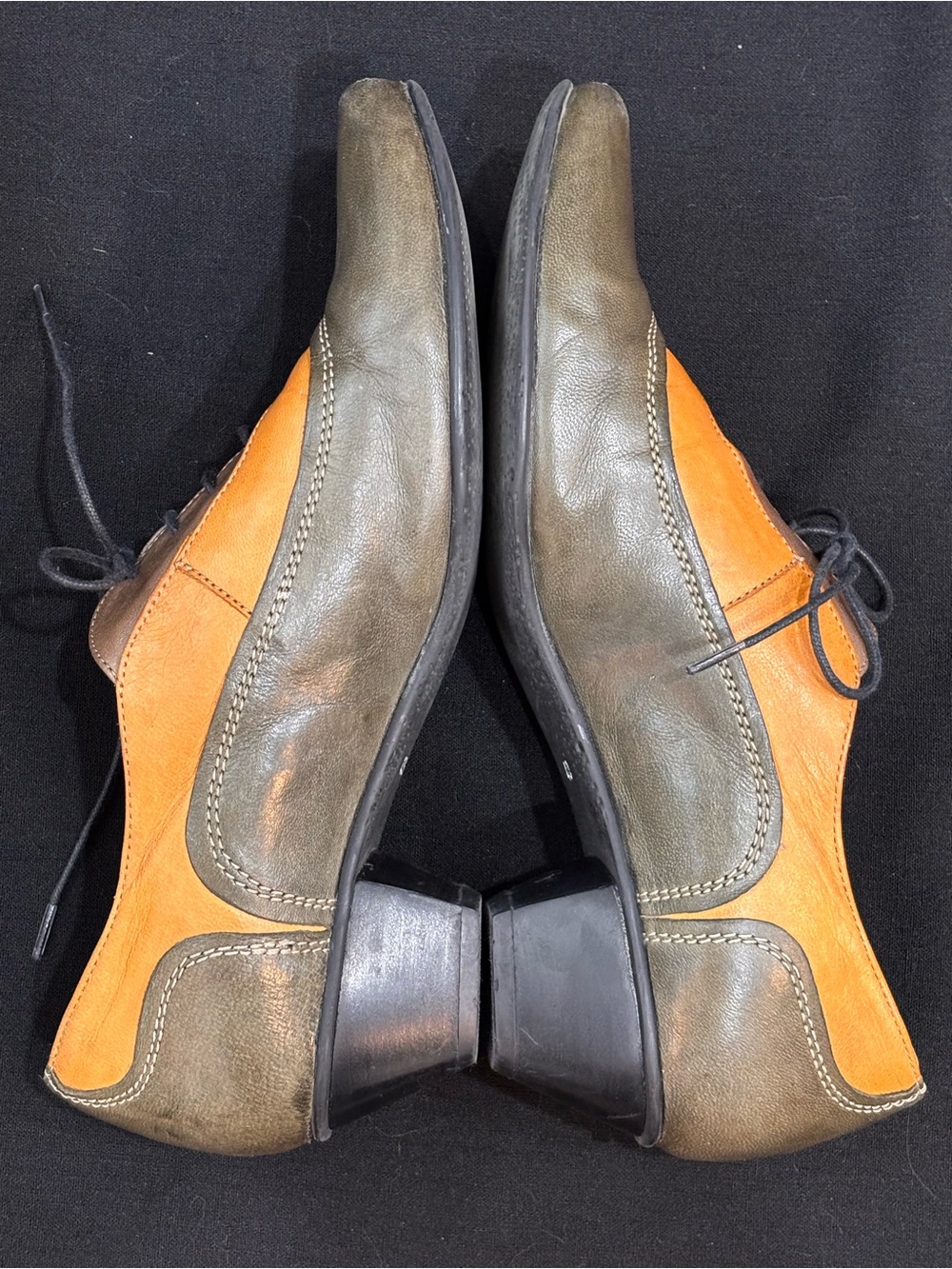 FIDJI Portugal Leather Lace-Up Oxfords EU 40 US 9 Olive Tan Artisan Lagenlook - Picture 8 of 10